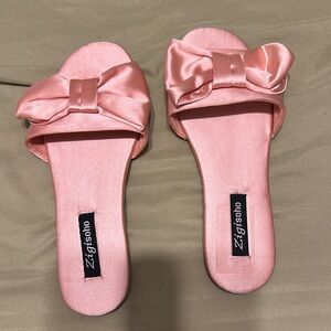 Zigi Soho Blush Satin Bow Slippers